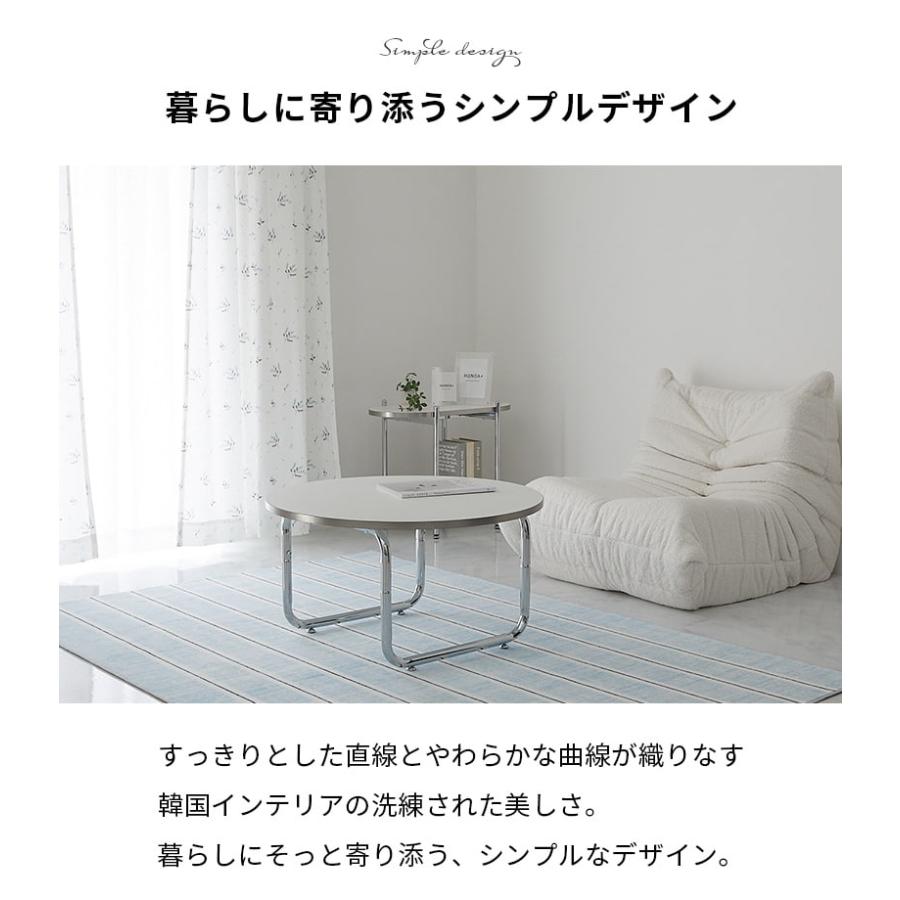 リビングテーブル 幅70cm ホワイト センターテーブル ローテーブル アイディル 金属フレーム 白家具 おしゃれ 北欧 韓国インテリア かわいい 一人暮らし 座卓 ラ | ブランド登録なし | 02