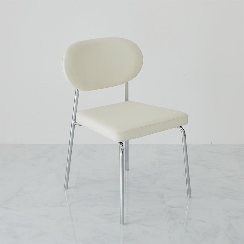 ダイニングチェア ホワイト トリム 金属フレーム シルバー アームレス 肘無 おしゃれ 白家具 韓国インテリア 北欧 かわいい 一人暮らし カフェ 喫茶店 食卓チェ | ブランド登録なし | 13