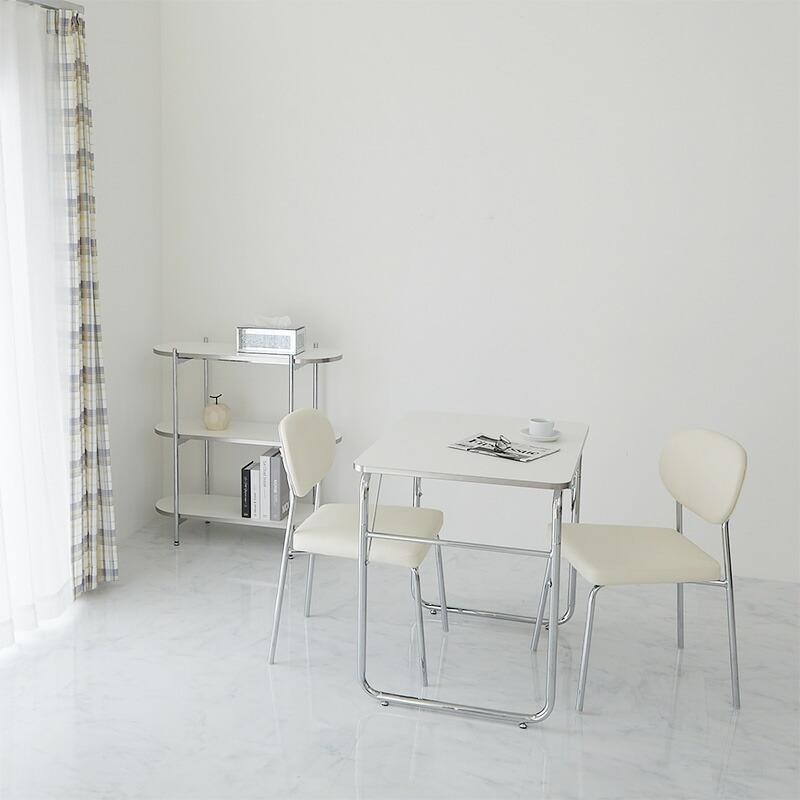 ダイニングチェア ホワイト トリム 金属フレーム シルバー アームレス 肘無 おしゃれ 白家具 韓国インテリア 北欧 かわいい 一人暮らし カフェ 喫茶店 食卓チェ | ブランド登録なし | 15