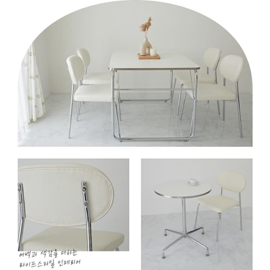 ダイニングチェア ホワイト トリム 金属フレーム シルバー アームレス 肘無 おしゃれ 白家具 韓国インテリア 北欧 かわいい 一人暮らし カフェ 喫茶店 食卓チェ | ブランド登録なし | 01