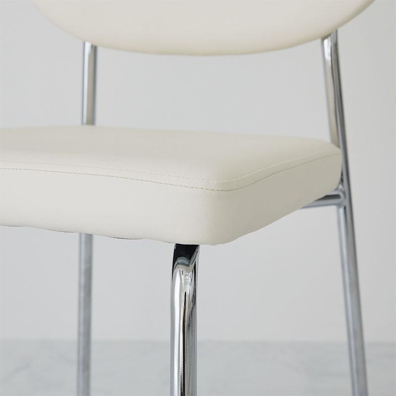 ダイニングチェア ホワイト トリム 金属フレーム シルバー アームレス 肘無 おしゃれ 白家具 韓国インテリア 北欧 かわいい 一人暮らし カフェ 喫茶店 食卓チェ | ブランド登録なし | 09