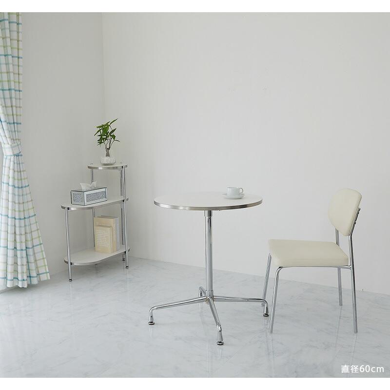 カフェテーブル  60cm 円形 ホワイト ダイニングテーブル モルセル おしゃれ かわいい 白家具 北欧 韓国インテリア 一人暮らし スチール脚 金属脚 シンプル 座卓 | ブランド登録なし