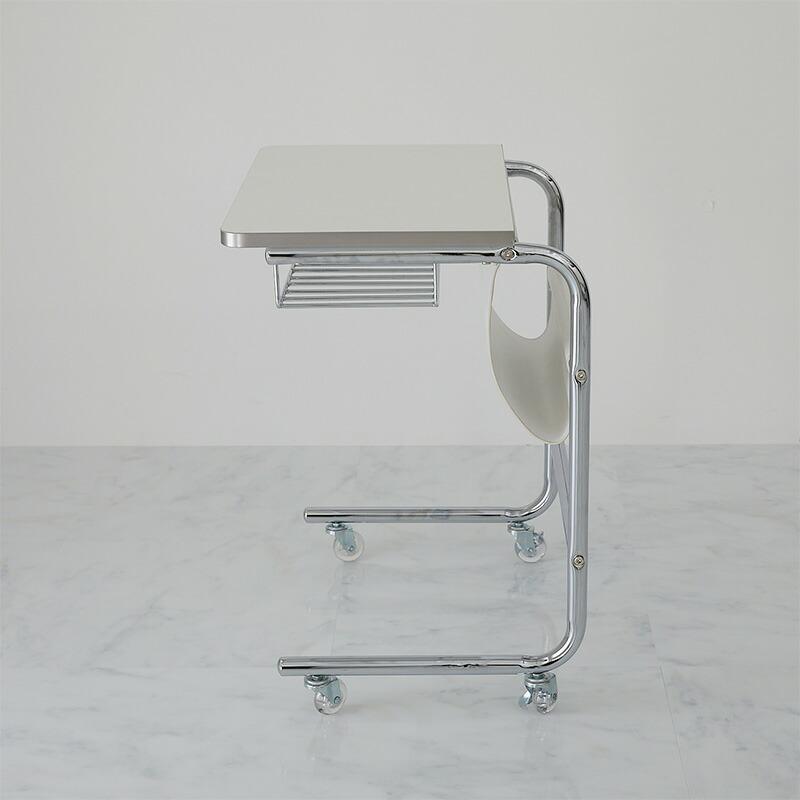 サイドテーブル 幅55cm ホワイト キャスター付き フェロー ソファサイド ソファ横 おしゃれ 北欧 金属フレーム シルバー 韓国インテリア 白家具 ソファテーブル | ブランド登録なし | 13