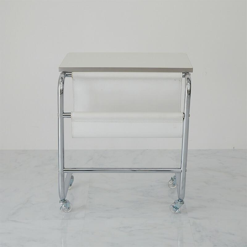 サイドテーブル 幅55cm ホワイト キャスター付き フェロー ソファサイド ソファ横 おしゃれ 北欧 金属フレーム シルバー 韓国インテリア 白家具 ソファテーブル | ブランド登録なし | 14