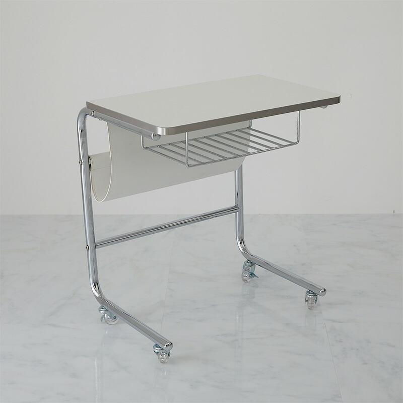 サイドテーブル 幅55cm ホワイト キャスター付き フェロー ソファサイド ソファ横 おしゃれ 北欧 金属フレーム シルバー 韓国インテリア 白家具 ソファテーブル | ブランド登録なし | 15