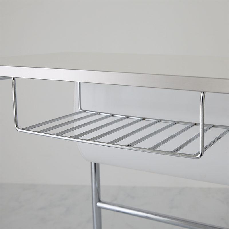 サイドテーブル 幅55cm ホワイト キャスター付き フェロー ソファサイド ソファ横 おしゃれ 北欧 金属フレーム シルバー 韓国インテリア 白家具 ソファテーブル | ブランド登録なし | 09