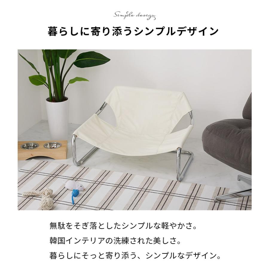 ペットベッド 75x59x45cm ホワイト PUレザー おしゃれ かわいい 金属フレーム シルバー 北欧 韓国インテリア ペット用ベッド ペットベット 犬 猫 | ブランド登録なし | 02