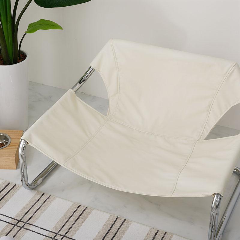 ペットベッド 75x59x45cm ホワイト PUレザー おしゃれ かわいい 金属フレーム シルバー 北欧 韓国インテリア ペット用ベッド ペットベット 犬 猫 | ブランド登録なし | 08