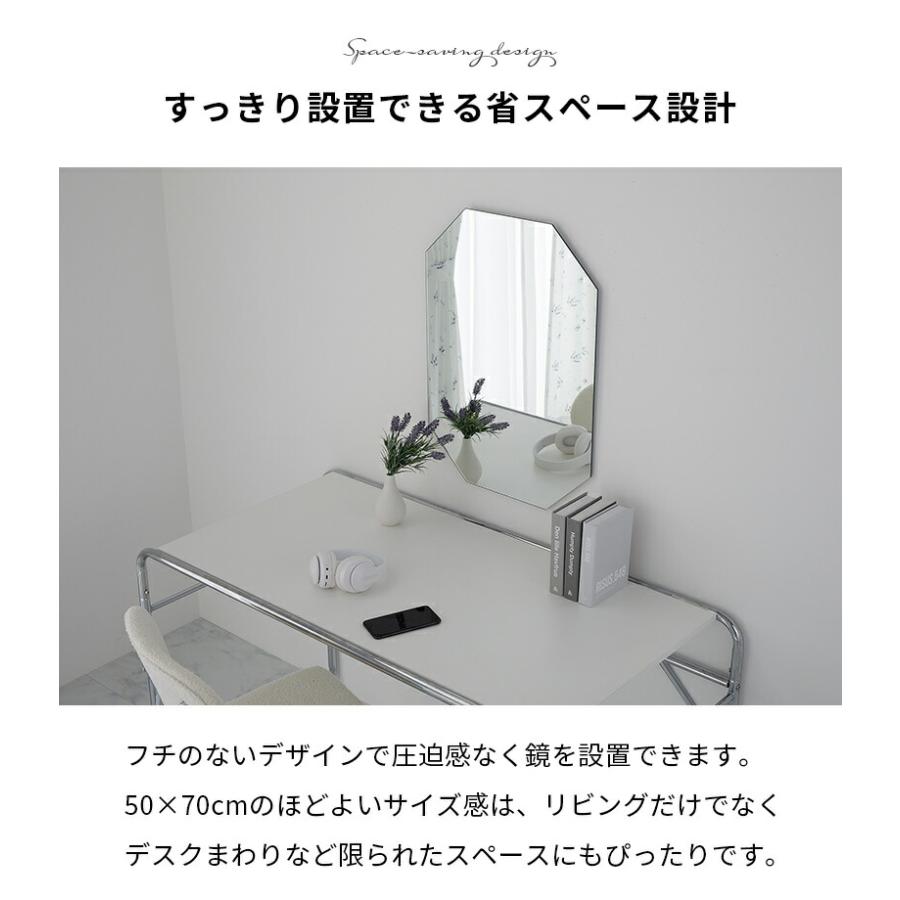 壁掛けミラー   オクト 50x70cm 円形 シルバー ウォールミラー リュール ラウンド サークル 鏡 おしゃれ 韓国インテリア 北欧 一人暮らし 玄関 リビング 寝室 | ブランド登録なし | 03