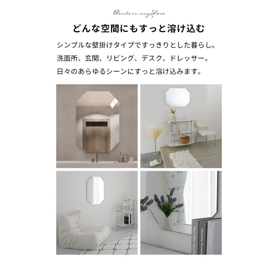 壁掛けミラー   オクト 50x70cm 円形 シルバー ウォールミラー リュール ラウンド サークル 鏡 おしゃれ 韓国インテリア 北欧 一人暮らし 玄関 リビング 寝室 | ブランド登録なし | 04