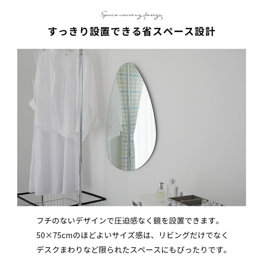 壁掛けミラー 50x75cm 円形 シルバー ドロップ型 ティアラ ウォールミラー ラウンド サークル 鏡 おしゃれ 韓国インテリア 北欧 一人暮らし 玄関 リビング 寝室 | ブランド登録なし | 03