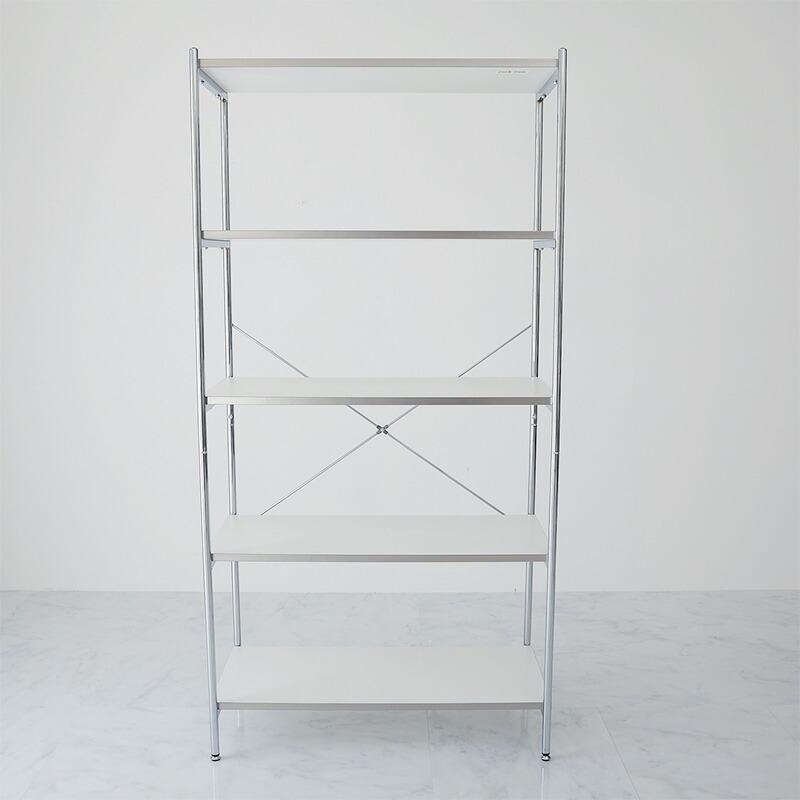 オープンラック 5段 80x38x161cm ホワイト バーン 白家具 棚 おしゃれ 北欧 韓国インテリア 姫系 スチールフレーム シルバー 飾り棚 ディスプレイ 見せる収納 リの画像