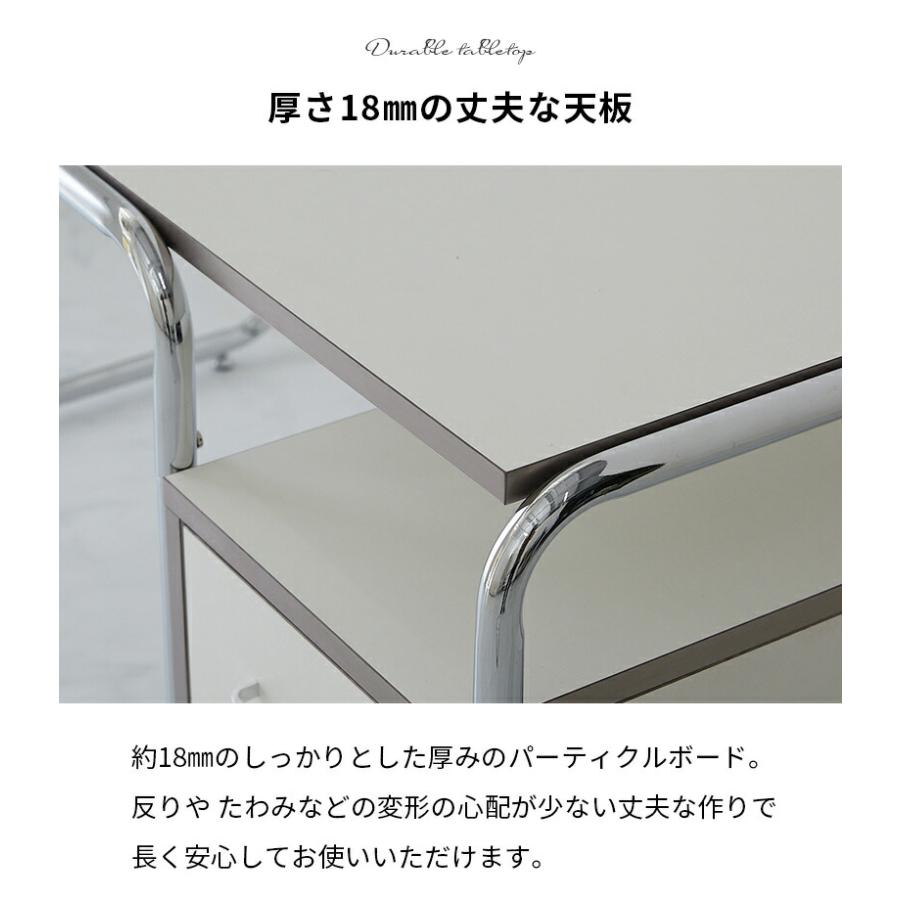 デスク 131x65x75cm ホワイト パソコンデスク 収納付き 引出し3段 金属フレーム アイル PCデスク 引き出し 書斎デスク 白家具 おしゃれ 北欧 韓国インテリア か | ブランド登録なし | 04