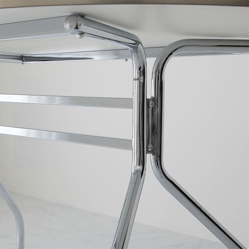 ダイニングテーブル 幅140cm ホワイト 金属フレーム トリム シルバー ラウンド 楕円形 四人掛け 4人用 二人掛け おしゃれ 白家具 韓国インテリア 北欧 かわいい | ブランド登録なし | 10