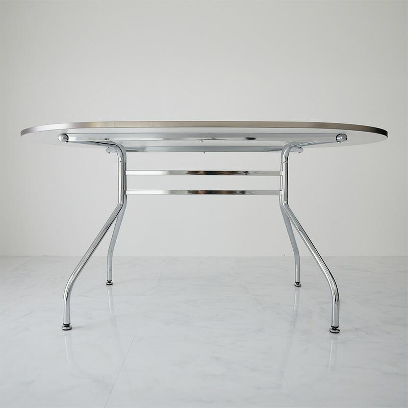 ダイニングテーブル 幅140cm ホワイト 金属フレーム トリム シルバー ラウンド 楕円形 四人掛け 4人用 二人掛け おしゃれ 白家具 韓国インテリア 北欧 かわいい | ブランド登録なし | 12