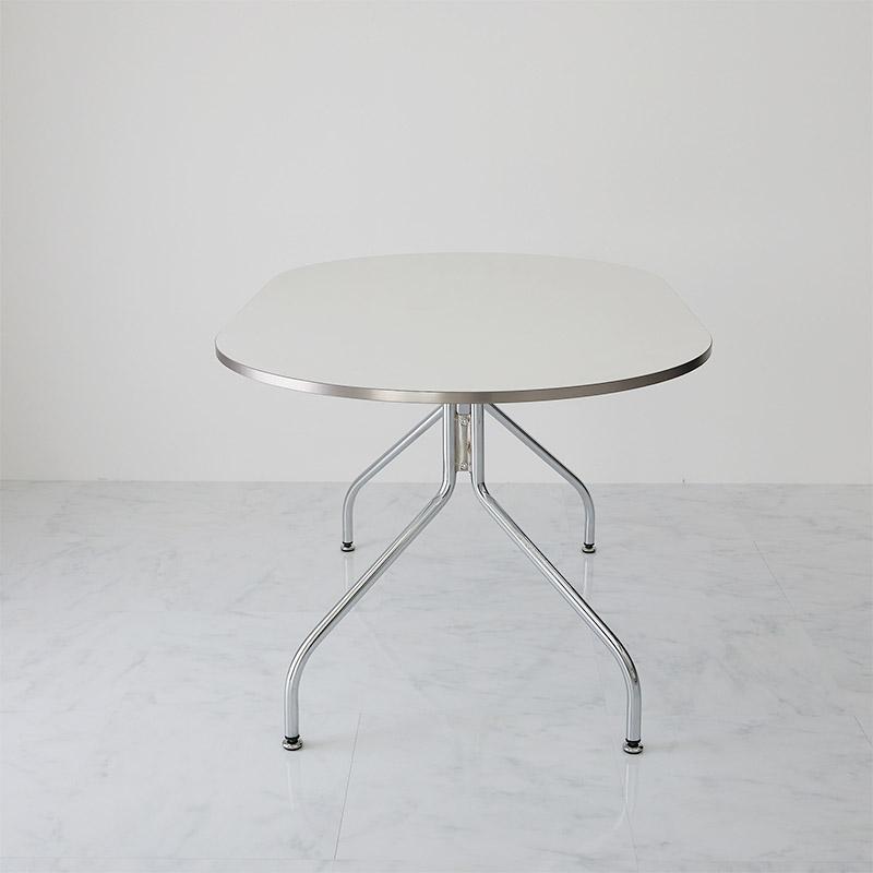 ダイニングテーブル 幅140cm ホワイト 金属フレーム トリム シルバー ラウンド 楕円形 四人掛け 4人用 二人掛け おしゃれ 白家具 韓国インテリア 北欧 かわいい | ブランド登録なし | 13