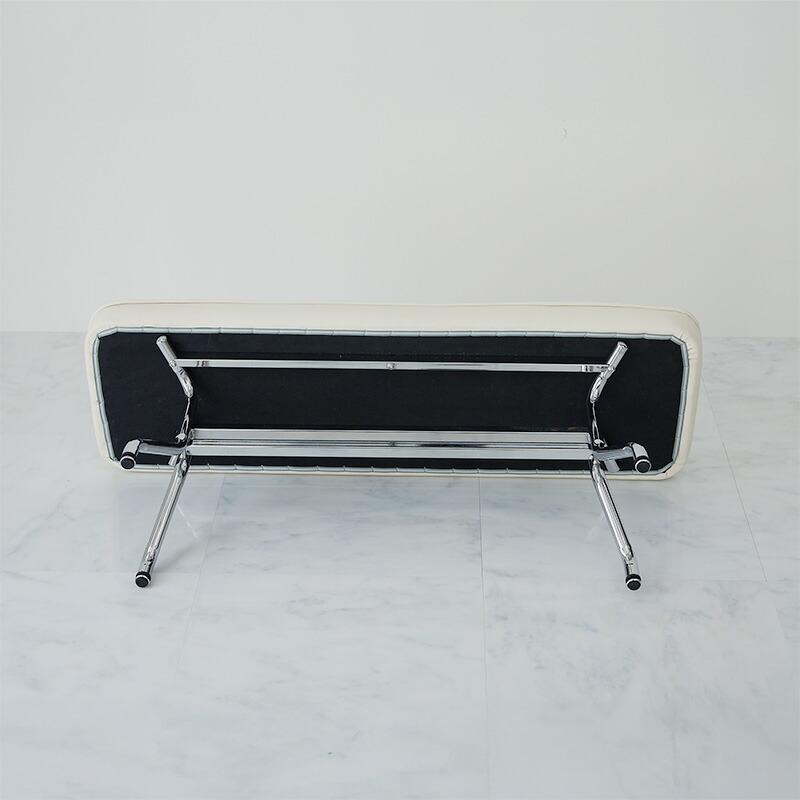 ダイニングベンチ 幅105cm ホワイト トリム 長椅子 ロングチェア 二人掛け 金属フレーム シルバー PUレザー 合皮 おしゃれ 白家具 韓国インテリア 北欧 かわいい | ブランド登録なし | 14