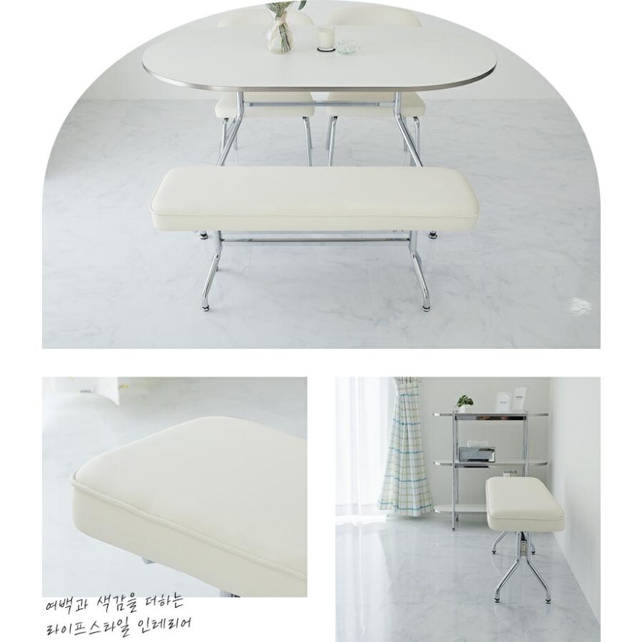 ダイニングベンチ 幅105cm ホワイト トリム 長椅子 ロングチェア 二人掛け 金属フレーム シルバー PUレザー 合皮 おしゃれ 白家具 韓国インテリア 北欧 かわいい | ブランド登録なし | 01