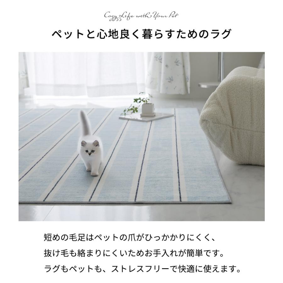 ラグ カーペット  190x190cm ブルー ラグマット 洗濯機対応 洗える ウォッシャブル おしゃれ ホットカーペットカバー すべり止め 一人暮らし 総柄 スウェイ 正方 | ブランド登録なし | 05