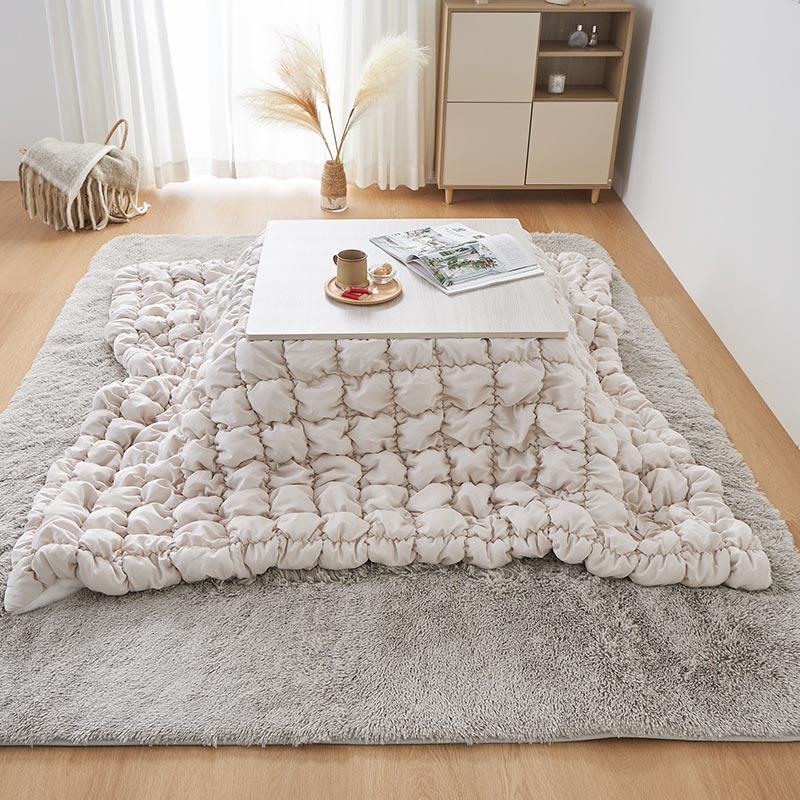 ぽこぽこキルティング こたつ布団 190x190cm アイボリー おしゃれ かわいい 立体的 北欧 姫系 フェミニン 韓国インテリア 女の子 一人暮らし ホワイト系 | ブランド登録なし