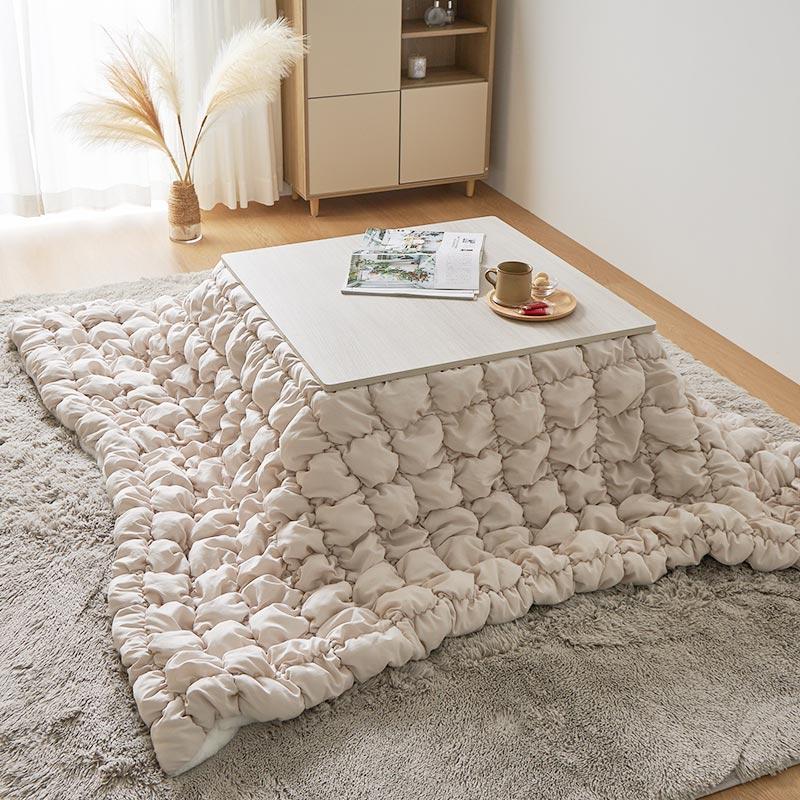 ぽこぽこキルティング こたつ布団 190x190cm アイボリー おしゃれ かわいい 立体的 北欧 姫系 フェミニン 韓国インテリア 女の子 一人暮らし ホワイト系 | ブランド登録なし | 01