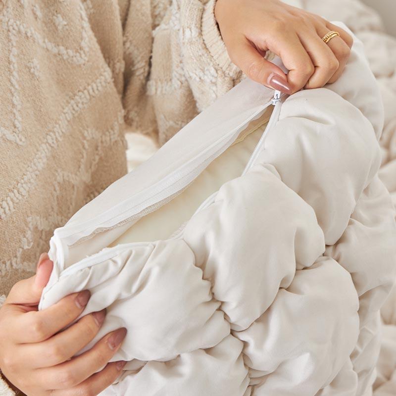 ぽこぽこキルティング 掛け布団カバー 枕カバー ダブルサイズ 3点セット 190x210cm アイボリー おしゃれ かわいい 立体的 北欧 姫系 フェミニン 韓国インテリア | ブランド登録なし | 08