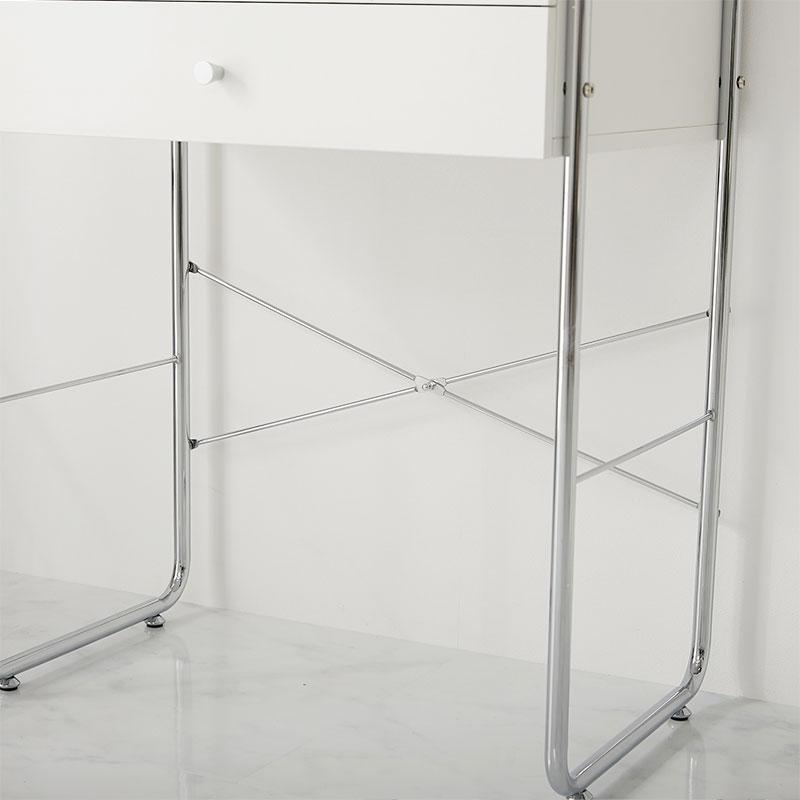 ドレッサー 幅64cm ホワイト 1面鏡 鏡台 コンパクト 省スペース コスメテーブル おしゃれ 北欧 金属フレーム シルバー 白家具 韓国インテリア デスク 一人暮らし | ブランド登録なし | 10