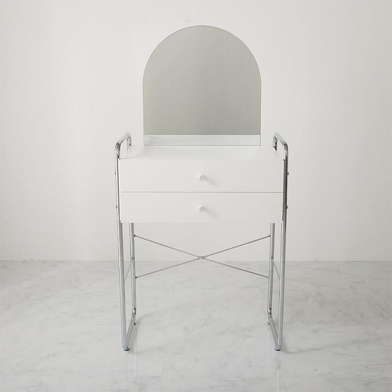 ドレッサー 幅64cm ホワイト 1面鏡 鏡台 コンパクト 省スペース コスメテーブル おしゃれ 北欧 金属フレーム シルバー 白家具 韓国インテリア デスク 一人暮らし | ブランド登録なし | 12