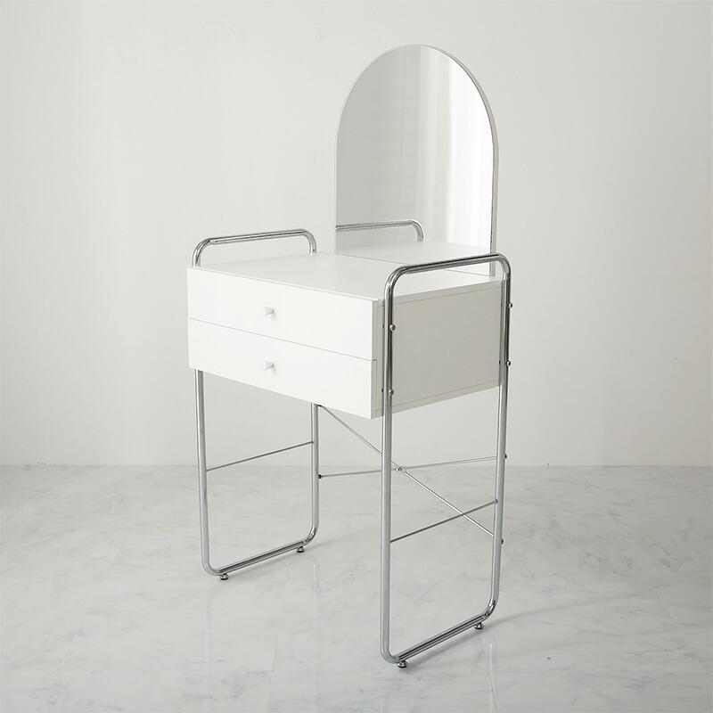 ドレッサー 幅64cm ホワイト 1面鏡 鏡台 コンパクト 省スペース コスメテーブル おしゃれ 北欧 金属フレーム シルバー 白家具 韓国インテリア デスク 一人暮らし | ブランド登録なし | 15