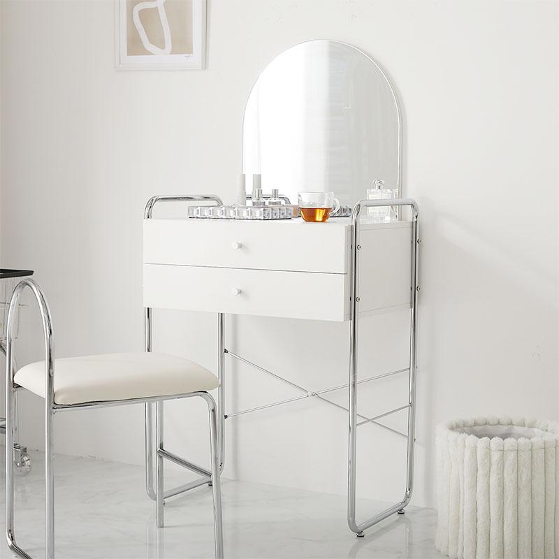 ドレッサー 幅64cm ホワイト 1面鏡 鏡台 コンパクト 省スペース コスメテーブル おしゃれ 北欧 金属フレーム シルバー 白家具 韓国インテリア デスク 一人暮らし | ブランド登録なし | 07