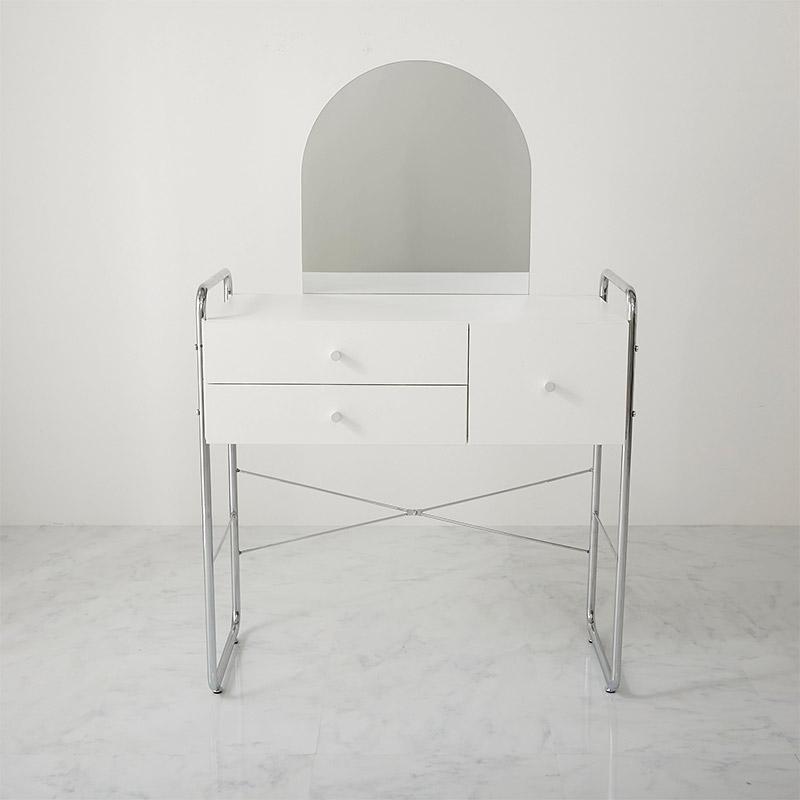 ドレッサー 幅84cm ホワイト 1面鏡 鏡台 コンパクト 省スペース コスメテーブル おしゃれ 北欧 金属フレーム シルバー 白家具 韓国インテリア デスク 一人暮らし | ブランド登録なし | 12