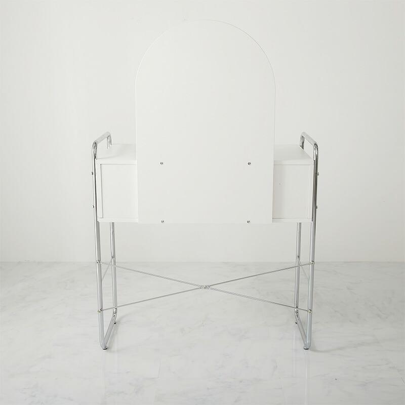 ドレッサー 幅84cm ホワイト 1面鏡 鏡台 コンパクト 省スペース コスメテーブル おしゃれ 北欧 金属フレーム シルバー 白家具 韓国インテリア デスク 一人暮らし | ブランド登録なし | 14