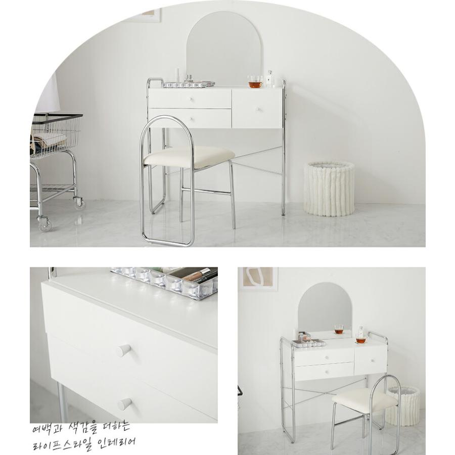 ドレッサー 幅84cm ホワイト 1面鏡 鏡台 コンパクト 省スペース コスメテーブル おしゃれ 北欧 金属フレーム シルバー 白家具 韓国インテリア デスク 一人暮らし | ブランド登録なし | 01