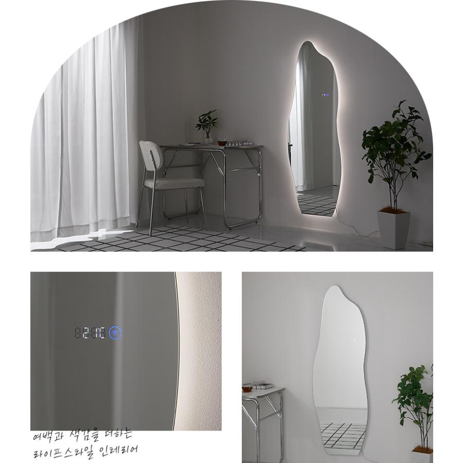 LEDミラー 50x150cm スタンドセット クリア 姿見 スタンドミラー 壁掛け 全身ミラー ドルフィン 全身鏡 おしゃれ かわいい 雲形 楕円 韓国インテリア 北欧 ポッ | ブランド登録なし | 02