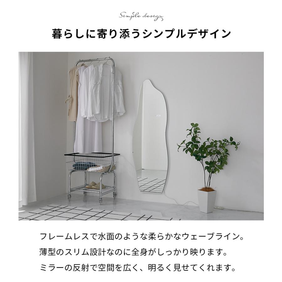 LEDミラー 50x150cm スタンドセット フロスト 姿見 スタンドミラー 壁掛け 全身ミラー ドルフィン 全身鏡 おしゃれ かわいい 雲形 楕円 韓国インテリア 北欧 ポ | ブランド登録なし | 03