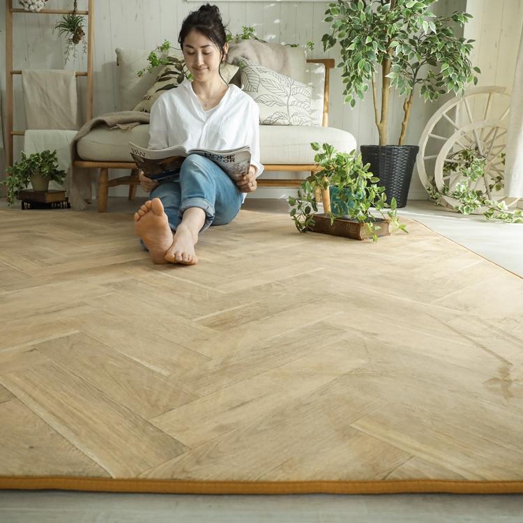 DPホリデー ヘリンボン 190x190cm ラグ マット リビングラグ ダイニングラグ すべり止め加工 抗菌 防臭 洗える オールシーズン ホットカーペット 床暖房 高級感 |  | 01