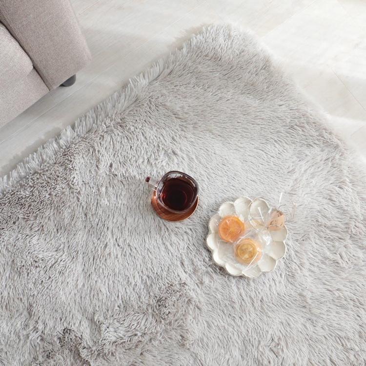 190x240cm シフォン LGY ライトグレー 洗える すべり止め オールシーズン ウレタン 抗菌防臭効果 おしゃれ シンプル レトロ モダン ホットカーペット 床暖房対応 | 