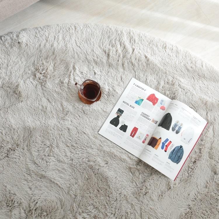 95cm円形 シフォン LGY ライトグレー 洗える すべり止め オールシーズン ウレタン 抗菌防臭効果 おしゃれ シンプル レトロ モダン ホットカーペット 床暖房対応 | 