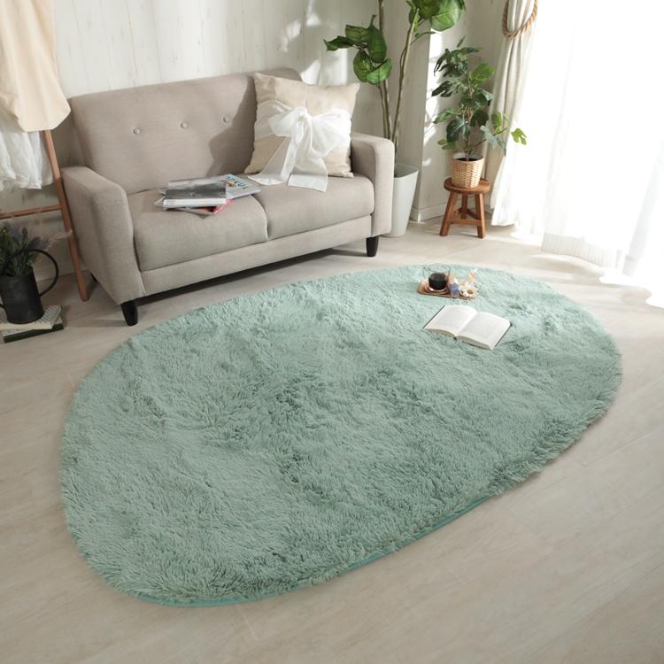 130x190cm シフォン (異形) LGN ミントグリーン 洗える すべり止め オールシーズン ウレタン 抗菌防臭効果 おしゃれ レトロ モダン ホットカーペット 床暖房対応 | 