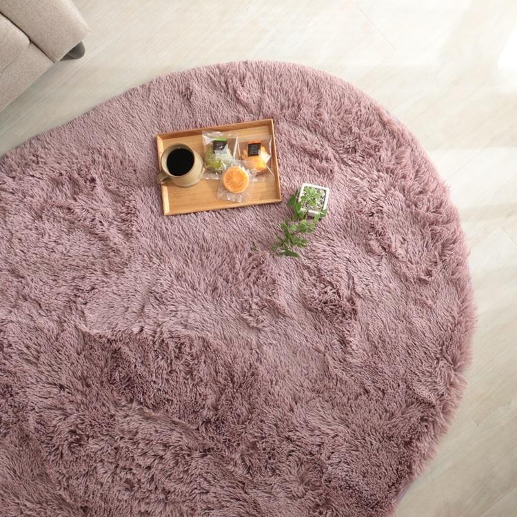 130x190cm シフォン (異形) PU オールドローズ 洗える すべり止め オールシーズン ウレタン 抗菌防臭効果 おしゃれ レトロ モダン ホットカーペット 床暖房対応 | 