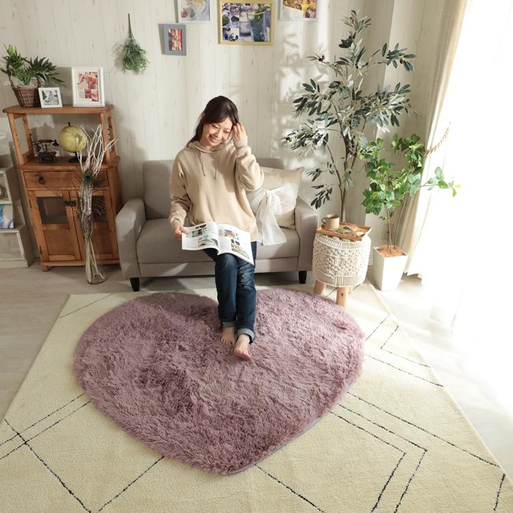 150x130cm シフォン (ハート型) PU オールドローズ 洗える すべり止め オールシーズン ウレタン 抗菌防臭効果 おしゃれ モダン ホットカーペット 床暖房対応 |  | 02