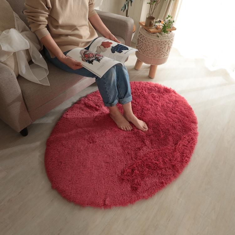 90x130cm シフォン (楕円形) RE コーラルレッド 洗える すべり止め オールシーズン ウレタン 抗菌防臭効果 おしゃれ レトロ モダン ホットカーペット 床暖房対応 | 