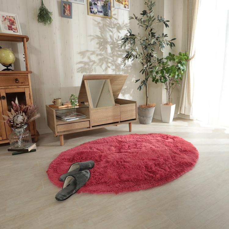 90x130cm シフォン (楕円形) RE コーラルレッド 洗える すべり止め オールシーズン ウレタン 抗菌防臭効果 おしゃれ レトロ モダン ホットカーペット 床暖房対応 |  | 01