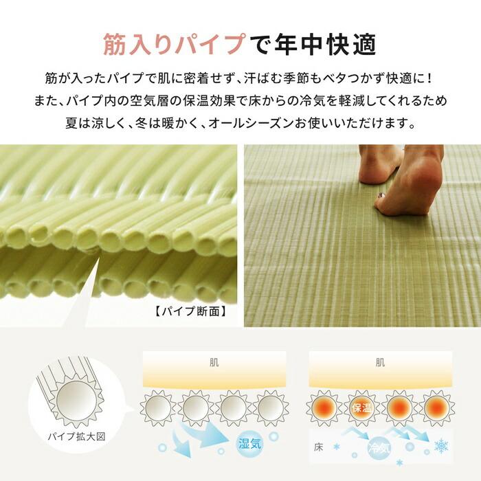 い草風 カーペット 洗える 江戸間 3帖 3畳 PP ラグ ビニール風 上敷き ござ 畳の保護 萩原 グリーン ブルー グレー ピンク おしゃれ レトロ 和モダン 和風 和室 | ブランド登録なし | 06
