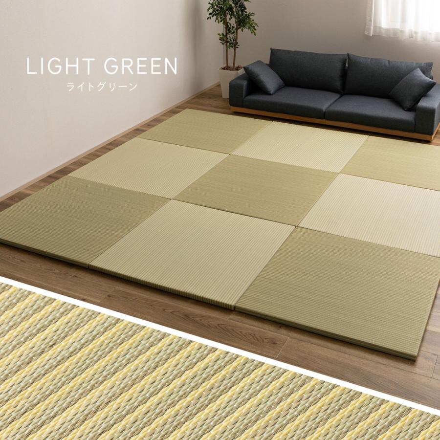 置き畳 約82×82×2.5 9枚セット 半畳 縁なし い草×樹脂素材 滑り止め付 調湿 抗菌 ブルー/ブラウン/グリーン/ライトグリーン/ナチュラル フロア畳 ユニット畳 | ブランド登録なし | 12