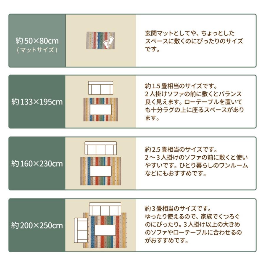 ギャッベ風デザイン ウィルトン織ラグ ベルギー製 高密度 カラフル センターラグ マット ラグマット 約133×195cm レーヴ ブラック カーペット 絨毯 |  | 08