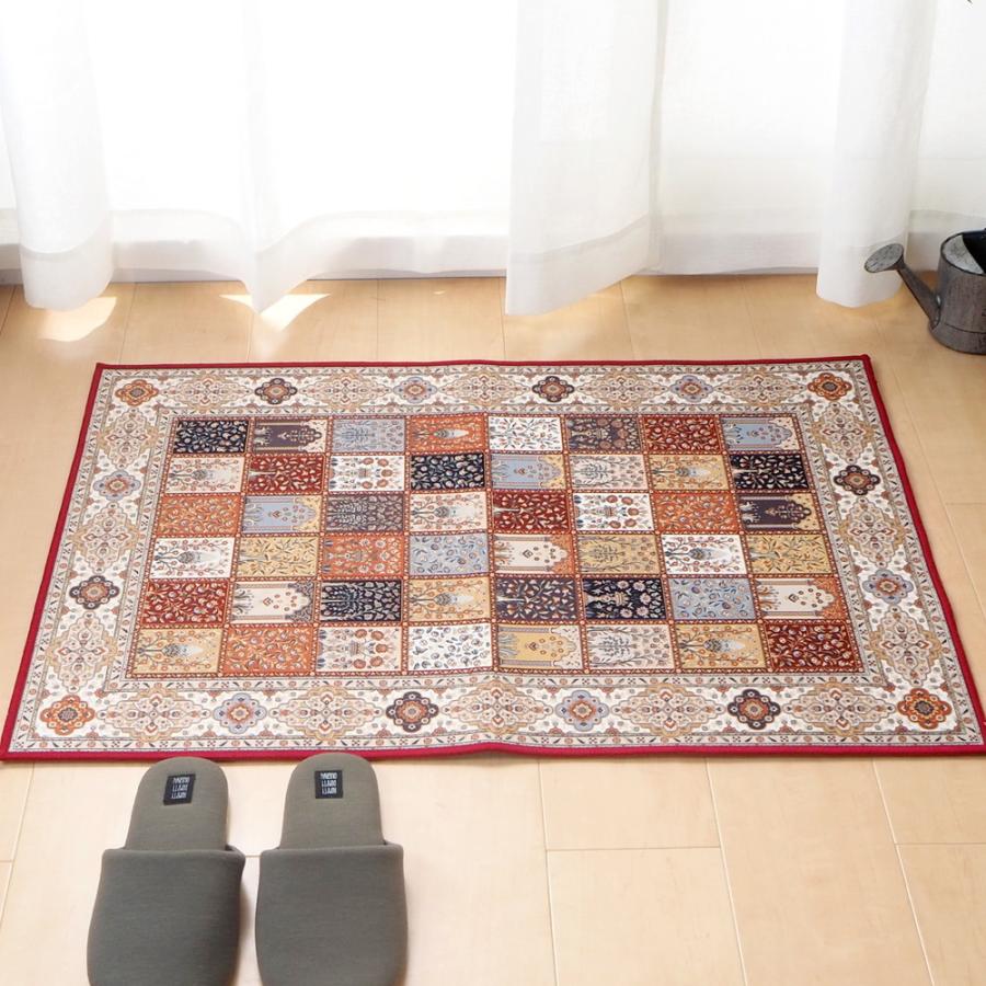 玄関マット 洗濯機OK 滑り止め 撥水加工付き 洗える オールシーズン 約70×120cm トロワ エレガント 室内 すべり止め 玄関 エントランス 絨毯 ラグ マット | 