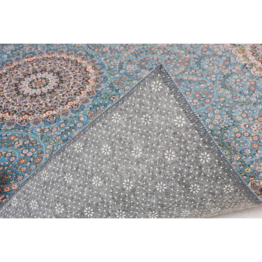 玄関マット 洗濯機OK 滑り止め 撥水加工付き 洗える オールシーズン 約70×120cm ターコイズ エレガント 室内 すべり止め 玄関 エントランス 絨毯 ラグ マット |  | 05