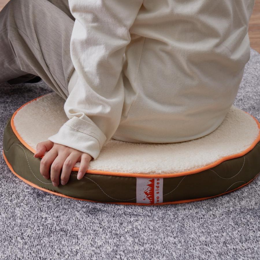 2枚組 two sides ラウンドクッション 約50R×6cm 座布団 クッション リバーシブル アウトドア レジャー マクラ 枕 背当て シンプル おしゃれ |  | 02