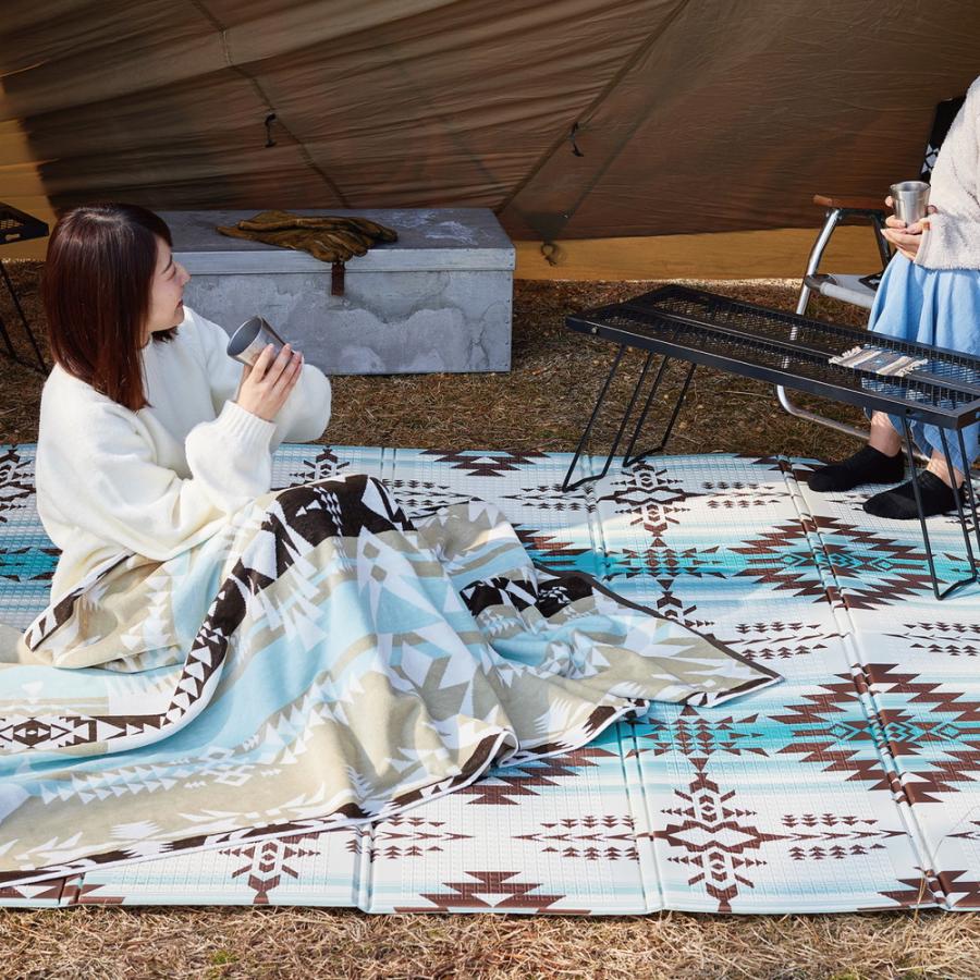 折りたたみ アウトドアマット エクスキリム 約118×176cm コンパクト収納 水拭きOK 洗える 撥水 両面 リビングマット ラグ マット  レジャーマット プレイマット |  | 11